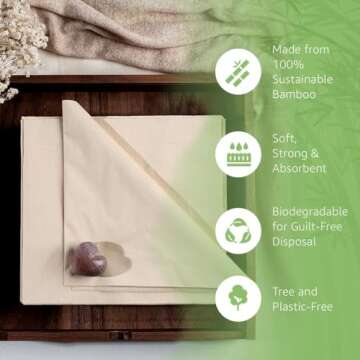 Ibambo 200 Pack 100% Bamboo Entertain Dinner Napkins - 3-Ply FSC Certified Disposable Napkins | 7.5x...