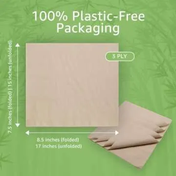 Ibambo 200 Pack 100% Bamboo Entertain Dinner Napkins - 3-Ply FSC Certified Disposable Napkins | 7.5x8.5 Inch Folded Bamboo Napkins for Special Events & Occasions | Large Heavy Duty Compostable Napkins