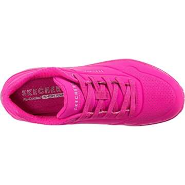 Skechers womens Skecher Street Women's Uno - Night Shades Sneaker, Pink Hot Pink Durabuck Htpk, 9 US