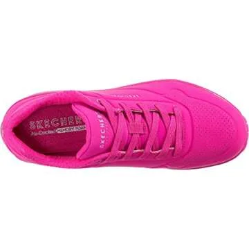 Skechers womens Skecher Street Women's Uno - Night Shades Sneaker, Pink Hot Pink Durabuck Htpk, 9 US