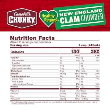 Campbell's Chunky Soup, Healthy Request New England Clam Chowder, 18.8 Ounce Can (Case Of 12)