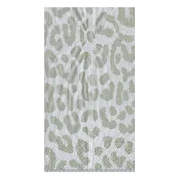 Caspari Silver Leopard Print Guest Towels - 60 Pack