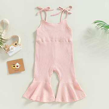 ZAXARRA Toddler Baby Girl Summer Clothes Baby Girl Jumpsuit Romper Baby Overalls Straps Bell-Bottom ...