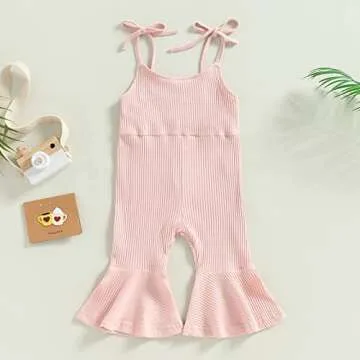 ZAXARRA Toddler Baby Girl Summer Clothes Baby Girl Jumpsuit Romper Baby Overalls Straps Bell-Bottom ...