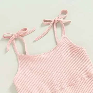 ZAXARRA Toddler Baby Girl Summer Clothes Baby Girl Jumpsuit Romper Baby Overalls Straps Bell-Bottom Pants (Pink, 12-18 Months)