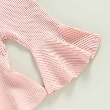 ZAXARRA Toddler Baby Girl Summer Clothes Baby Girl Jumpsuit Romper Baby Overalls Straps Bell-Bottom Pants (Pink, 12-18 Months)