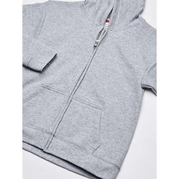 Hanes Girls' Big ComfortSoft EcoSmart Full-Zip Hoodie, light steel, Large