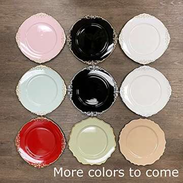 allgala 13-Inch 6-Pack Heavy Quality Round Charger Plates-Floral Pink-HD80345