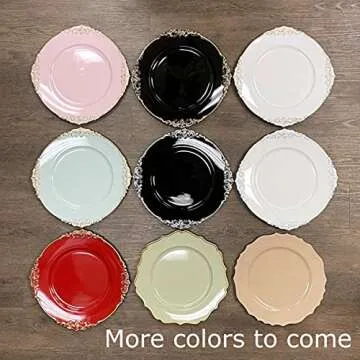 allgala 13-Inch 6-Pack Heavy Quality Round Charger Plates-Floral Pink-HD80345