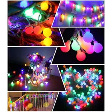 MIBOTE Globe Led String Lights, 55ft 112 Leds Colored Fairy Lights Waterproof Plug in String Lights for Halloween Outdoor Indoor Bedroom Patio Garden Party Wedding Patio Christmas Xmas Tree