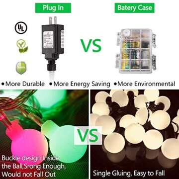 MIBOTE Globe Led String Lights, 55ft 112 Leds Colored Fairy Lights Waterproof Plug in String Lights for Halloween Outdoor Indoor Bedroom Patio Garden Party Wedding Patio Christmas Xmas Tree