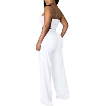 Dezraia White Two Piece Outfits for Women Summer Wide Leg Pants Sets Cute Beach Outfits Small