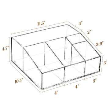 BEYGORM Acrylic Coffee Bar Station Organizer for Countertop,Office Breakroom Clear Snack Tea Storage Accessories Holder for Kcup Pod Condiment Cup Sugar Creamer Syrup, Coffee Gift for Coffee Lovers