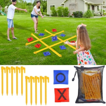 Giant Tic Tac Toe Game, Backyard Games,22 Includes X and O Oieces Yard Games,Bean Bag Toss Game for ...