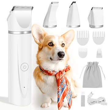 FERRISA Low Noise Dog Clippers Cordless Grooming Kit 4 Blades