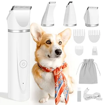 FERRISA Low Noise Dog Clippers Cordless Grooming Kit 4 Blades
