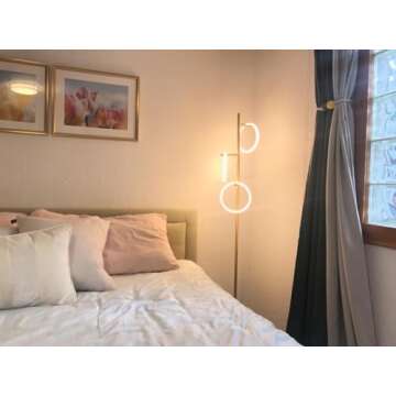 Brightech Saturn Floor Lamp, Great Living Room Decor, Tall Tree Lamp for Offices, Contemporary Lamp for Living Rooms, Standing Lamp With 3 LED Lights for Bedroom Reading - Gold/Brass