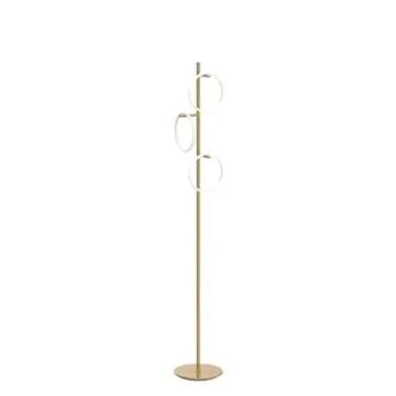 Brightech Saturn Floor Lamp, Great Living Room Decor, Tall Tree Lamp for Offices, Contemporary Lamp for Living Rooms, Standing Lamp With 3 LED Lights for Bedroom Reading - Gold/Brass