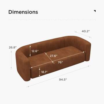 Acanva Luxury Modern Tight Curved Back Velvet Sofa, Minimalist Style Comfy Couch for Living Room Apartment, 3 Seater, Tangerine