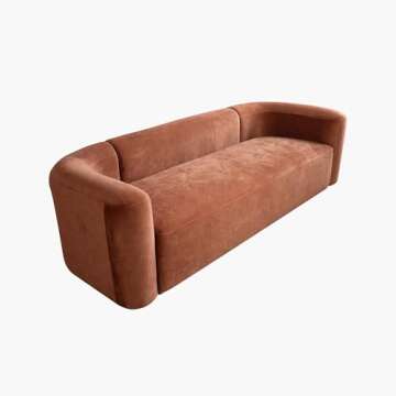 Acanva Luxury Modern Tight Curved Back Velvet Sofa, Minimalist Style Comfy Couch for Living Room Apartment, 3 Seater, Tangerine