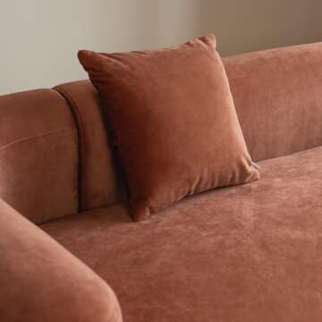 Acanva Luxury Modern Tight Curved Back Velvet Sofa, Minimalist Style Comfy Couch for Living Room Apartment, 3 Seater, Tangerine