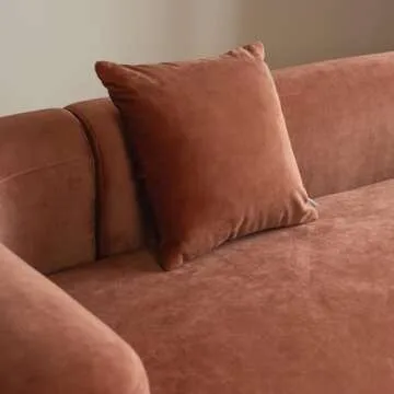 Acanva Luxury Modern Tight Curved Back Velvet Sofa, Minimalist Style Comfy Couch for Living Room Apartment, 3 Seater, Tangerine