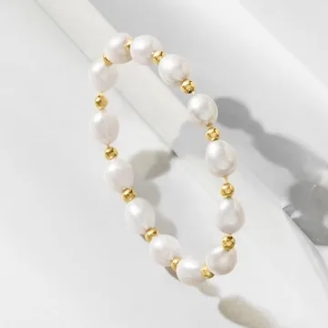 8-9mm Cultured Pearl 14kt Gold Stretch Bracelet Ross-Simons