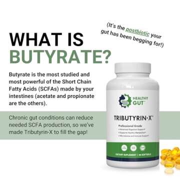 Healthy Gut Tributyrin-X | Histamine and Leaky Gut Support | 99% Pure w/Zero Odor | 90 Servings