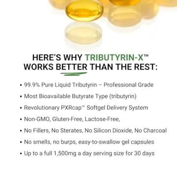 Healthy Gut Tributyrin-X | Histamine and Leaky Gut Support | 99% Pure w/Zero Odor | 90 Servings