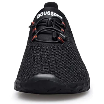 DOUSSPRT Men's Aqua Shoes - Quick Dry, All Black Size 10.5