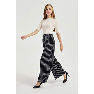 Tronjori Women's High Waist Casual Palazzo Pants Trousers
