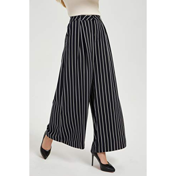 Tronjori Women's High Waist Casual Palazzo Pants Trousers