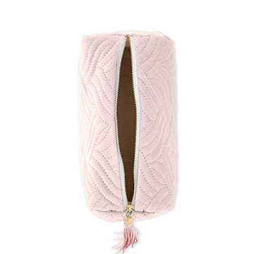Personalized Blush Pink Velvet Makeup Bag for Women