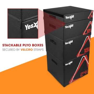 Yes4All Soft Plyo Box/Plyometric Jump Box – Adjustable Plyo Box/Foam Plyo Box for Jump Training, Fitness and Conditioning (12 inch, Black)