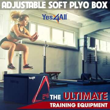 Yes4All Soft Plyo Box/Plyometric Jump Box – Adjustable Plyo Box/Foam Plyo Box for Jump Training, Fitness and Conditioning (12 inch, Black)