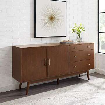Walker Edison Mid-Century Modern Wood Kitchen Buffet Sideboard Entryway Serving Storage Cabinet Door...