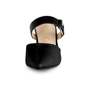 Allegra K Women's Pointed Toe Chunky Heel Dress Black Mules Pumps - 8 M US