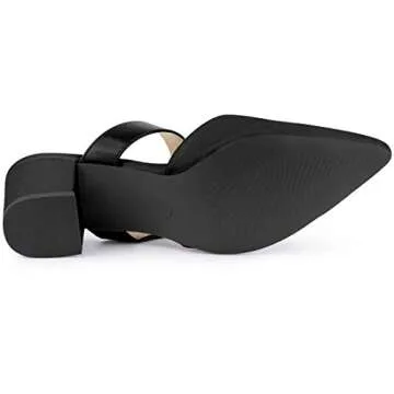 Allegra K Women's Pointed Toe Chunky Heel Dress Black Mules Pumps - 8 M US