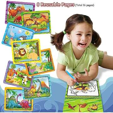 hapray Magic Water Paint Coloring Books for Toddler, Art Toys Age 2-4, Educational Learning Doodle T...