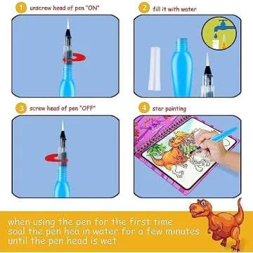 hapray Magic Water Paint Coloring Books for Toddler, Art Toys Age 2-4, Educational Learning Doodle Toy, Gifts for Girl Boy 3 2 1+ Year (Dinosaur Animal 2 Pack)