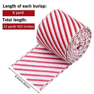 Christmas Peppermint Stripe Ribbon for DIY and Decor