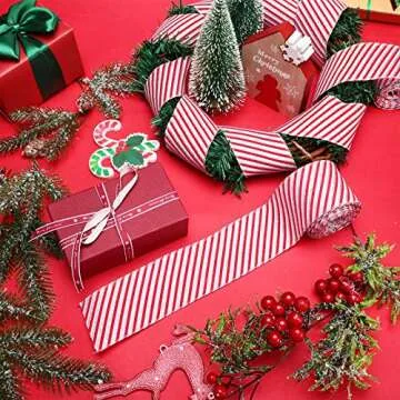 Christmas Peppermint Stripe Ribbon for DIY and Decor