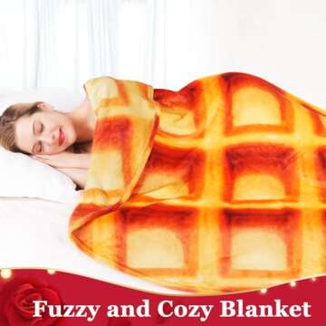 Jorbest Waffles Blanket Adult Kids and Baby Size for Birthday Gifts, Double Sided Food Throw Blanket Funny Gifts for Women Men Teen, 285 GSM Soft Flannel Taco Blanket (Brown, 71 inches)