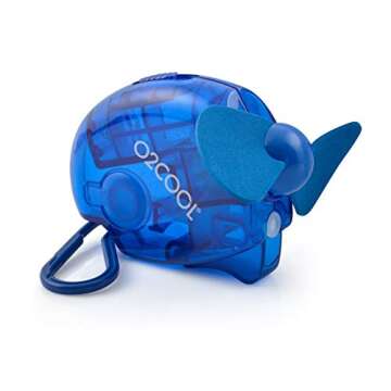 O2COOL Mini Misting Fan - Portable Pocket Size Battery Powered Cooling Fan With Carabiner Clip (Assorted Colors) 2 Pack