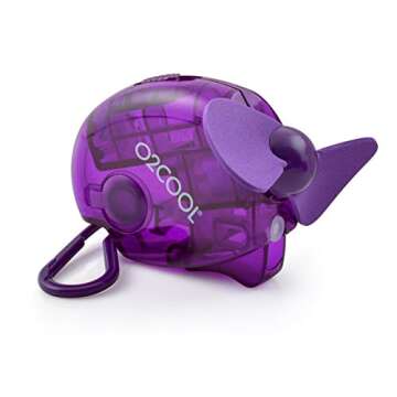 O2COOL Mini Misting Fan - Portable Pocket Size Battery Powered Cooling Fan With Carabiner Clip (Assorted Colors) 2 Pack