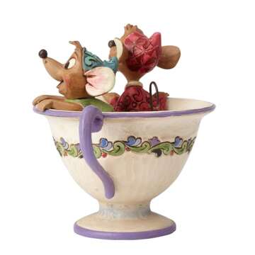 Enesco Disney Traditions by Jim Shore Jaq and Gus Teacup Stone Resin Figurine, 4.25"