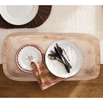 Uziass Wooden Dough Bowls, 17” Hand Carved Large Wood Dough Bowl for Decor Rustic Decorative Wood Dough Bowl Long Wood Bowl for Dining Table Centerpiece Living Room Home Kitchen Accent Piece Decor