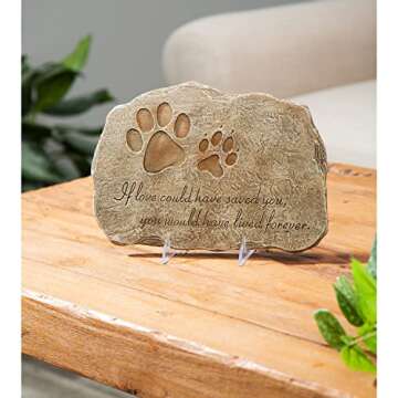 Evergreen Garden Pet Paw Print Memorial Stone - Remembrance Gift