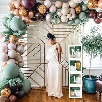82 PCS Baby Shower Decorations for Boy Or Girl Kit - Transparent Baby Block Balloon Box Includes BABY, Alphabet Letters White Sage Green Gold Balloons