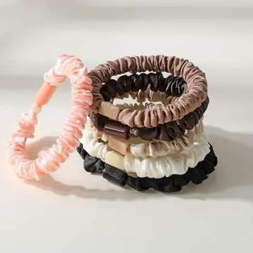 Silk Hair Ties 12Pcs Small Silk Scrunchies Silk Hair Tie Elastic Ponytail Holders Cute Soft No Slip Hair Elastics Ponytail Holder For Women Girls Curly Hair No Damage Hairties Gift